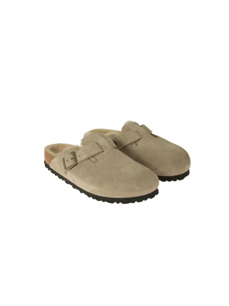 Scarpa Birkenstock Boston con Pelliccia Taupe